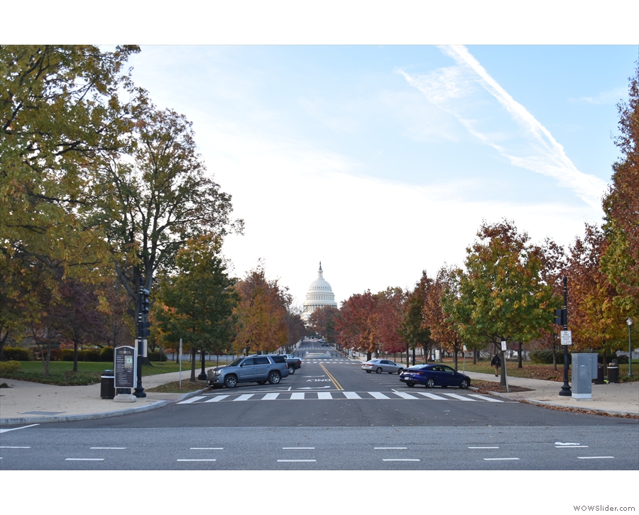 I'd decided to walk across the near-deserted city, going by the US Capitol in the distance.