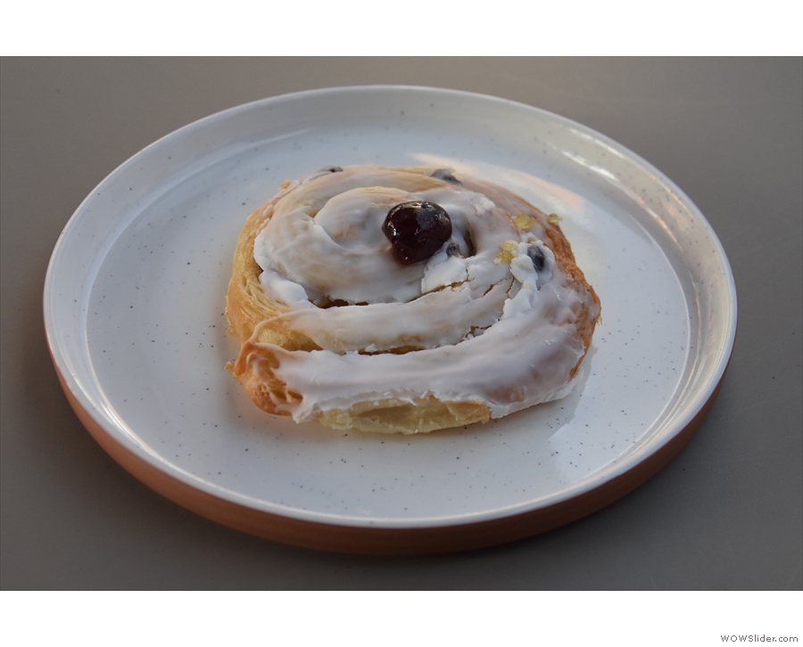 ... rather delicious Danish pastry, with soft, chewy bread and sweet icing on top.