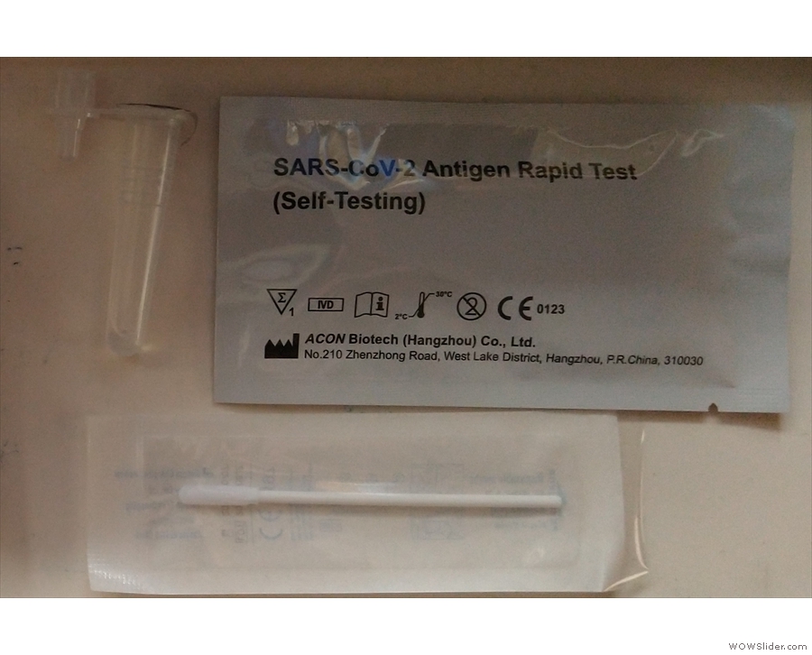... with the usual swab, test tube and test cassette (in the plastic bag).