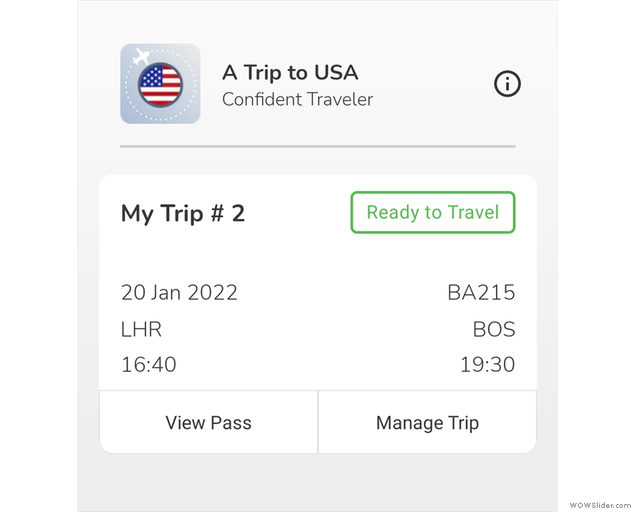 ... and I'm ready to travel. Click on 'View Pass'...
