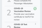 Step 3 is to confirm my negative COVID-19 test.
