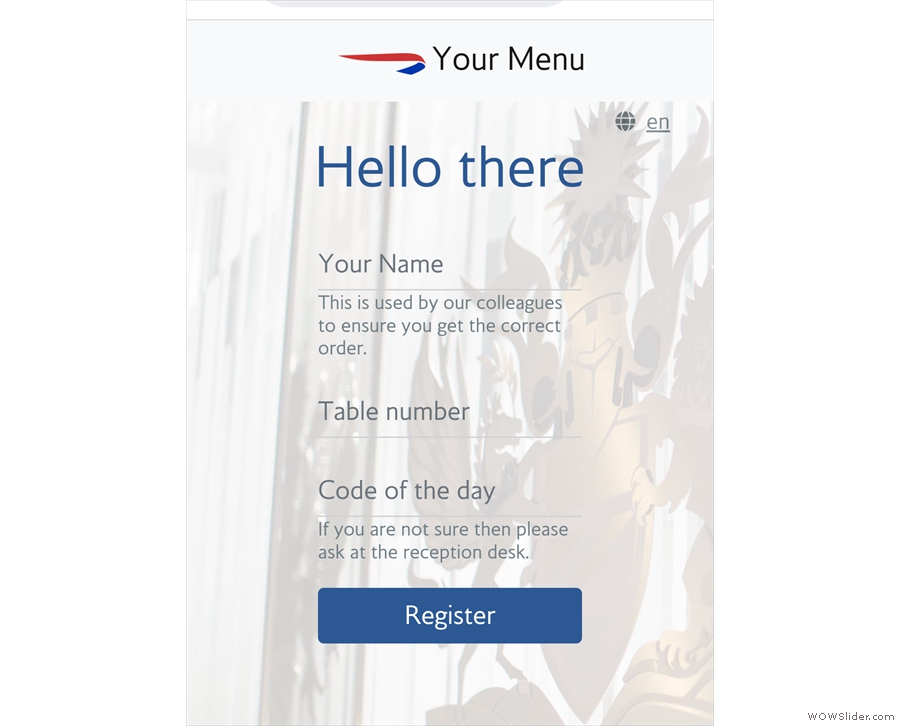 ... which takes you to the online menu system. You need to register...