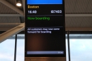 The display said that the flight was boarding, so I dutifully joined the queue, surprised...
