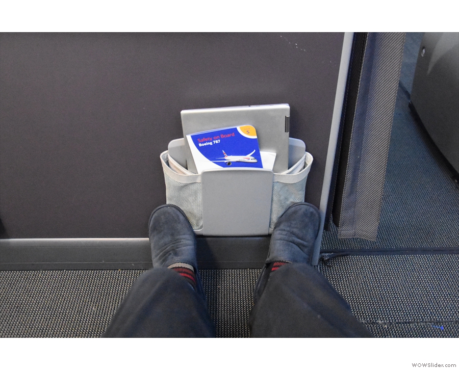 Behold my legroom! With legs stretched right out, my feet could just touch the bulkhead.