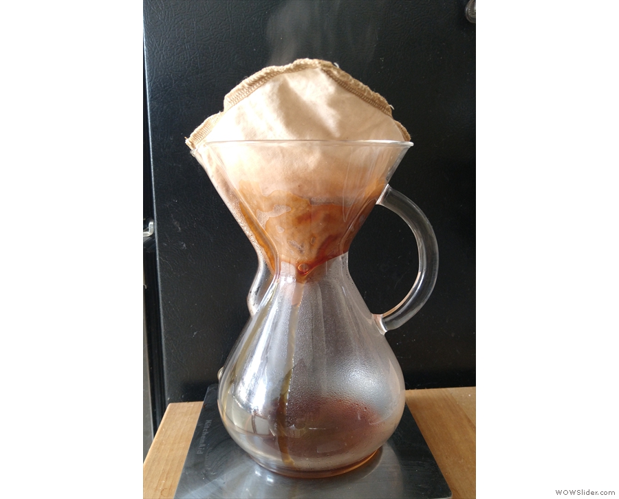 After the bloom, just add water as you would for your normal pour-over method.