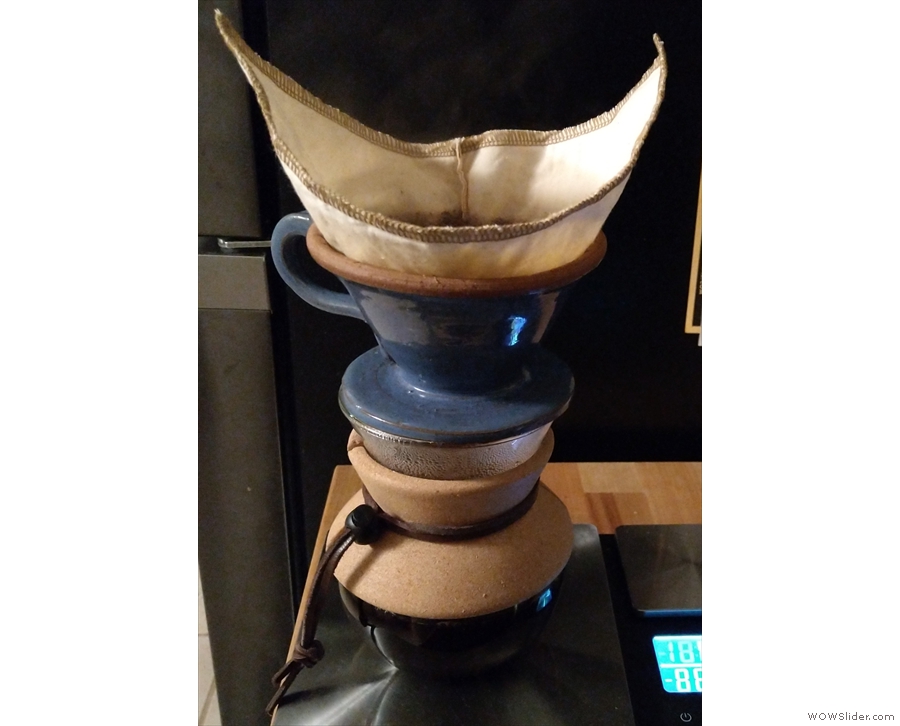 For the first few weeks, I used the CoffeeSock in a ceramic V60 at Amanda's.