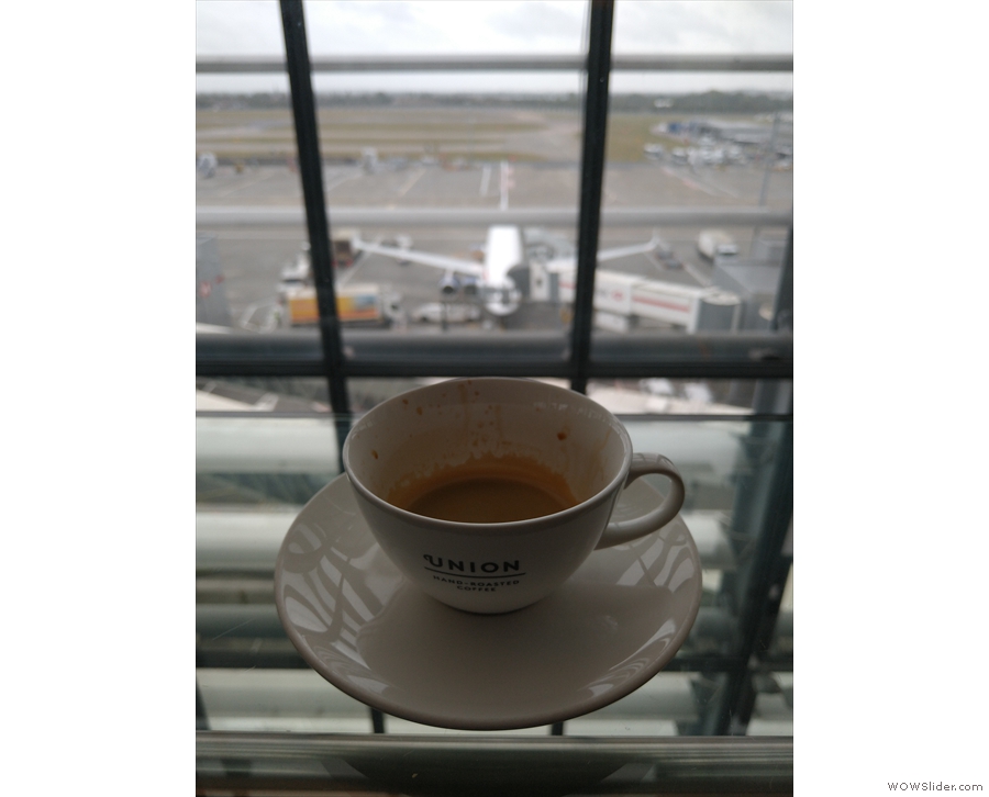... weigh the shot! I then retired to a window-seat to enjoy my coffee. These overlook...