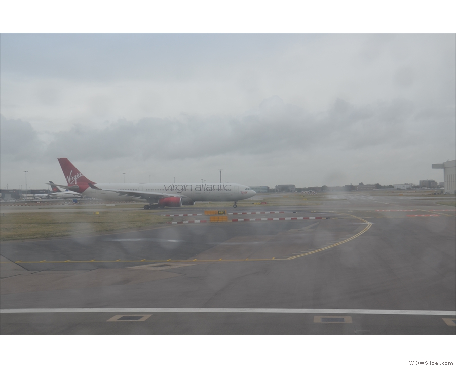 This Virgin Atlantic Airbus A330 was behind us in the queue, waiting for us to take off.