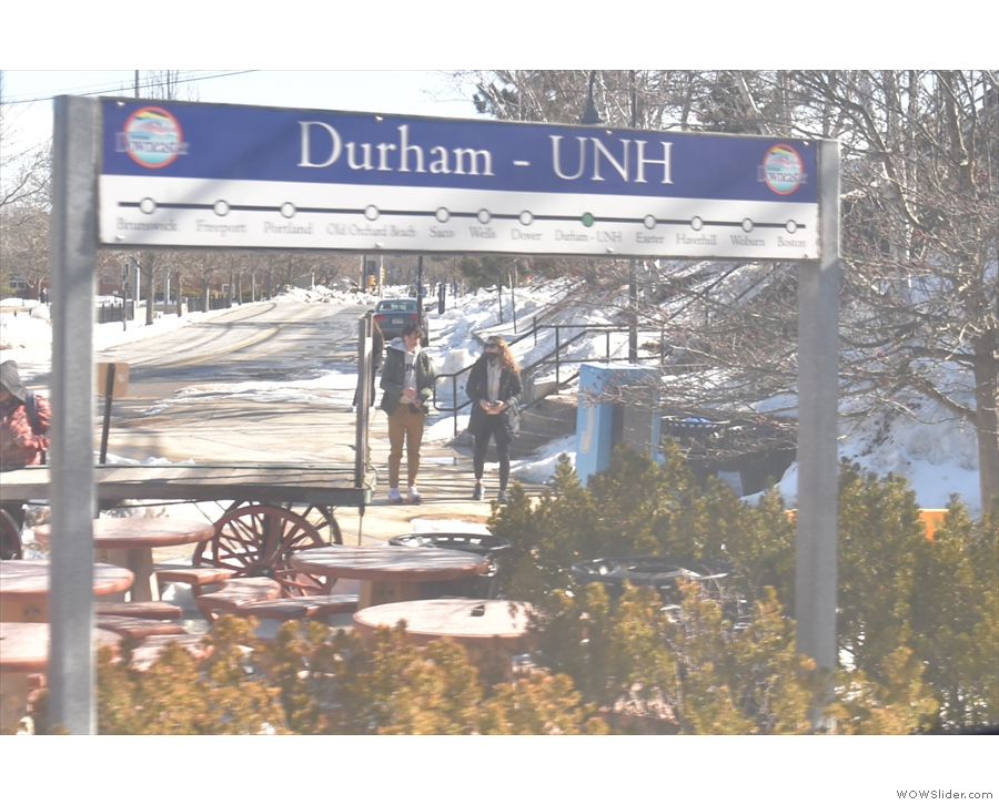 Next stop, Durham, on the University of New Hampshire (UNH) campus.