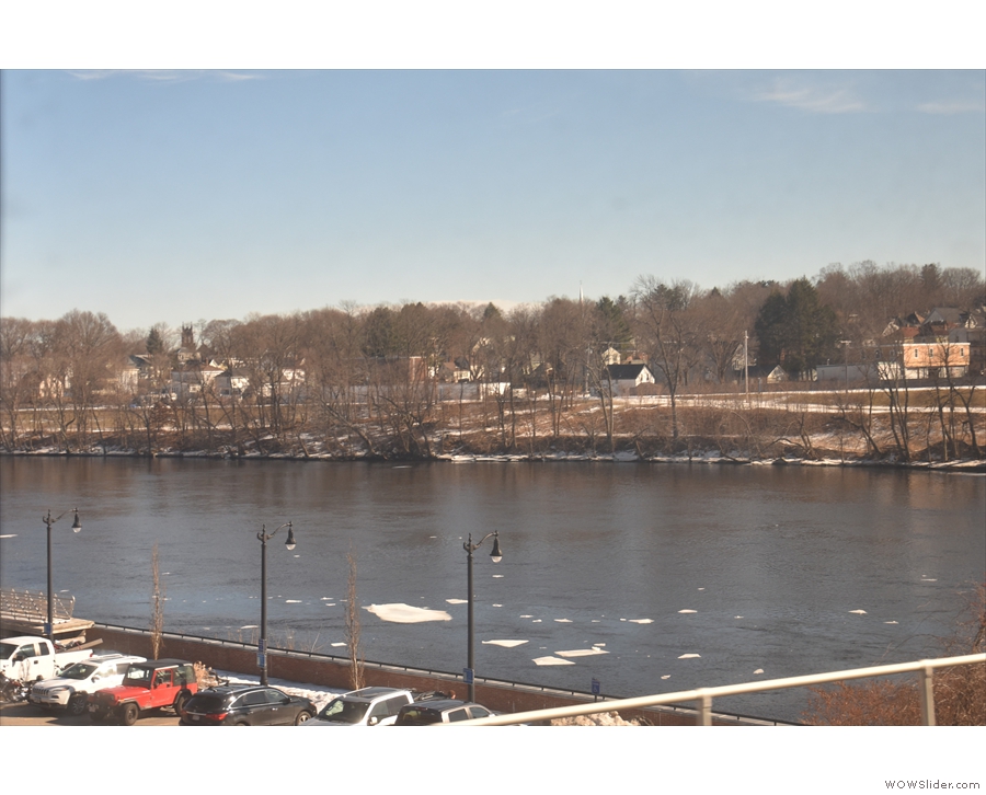 Immediately south of the station, the line crosses the Merrimack River. This is the view...