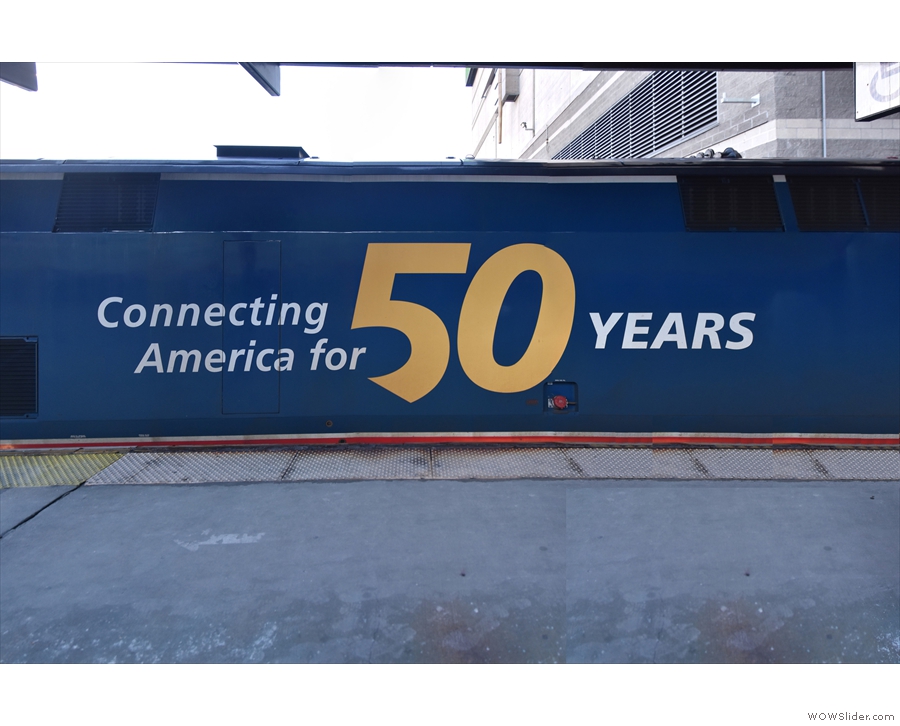 It's just one of six commemorative locomotives, marking Amtrak's 50th anniversary.