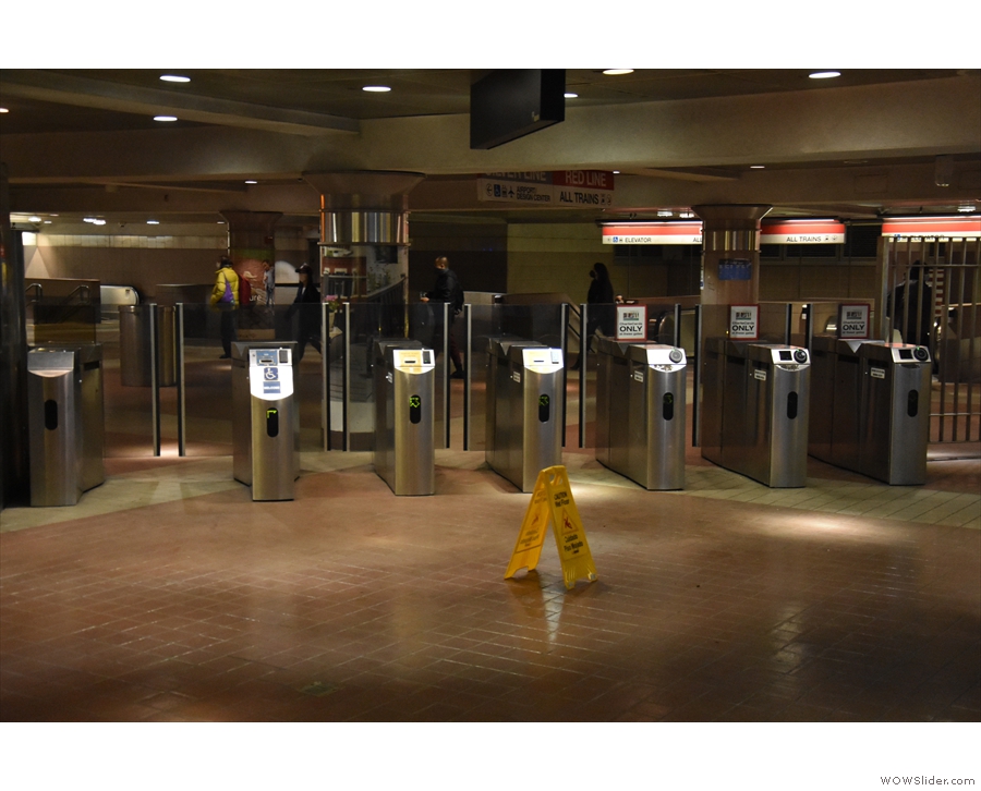 Next, go through the ticket barriers. You need to use the ones on the right though.