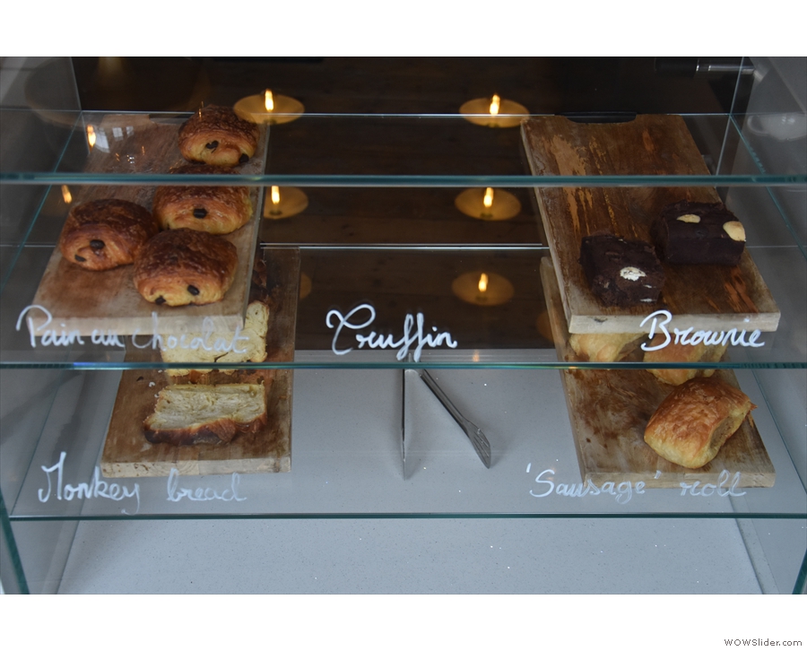 ... where you'll find the pastries and cakes, all baked in-house, in the display case.
