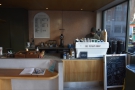 A more traditional view of the counter, with the espresso machine...
