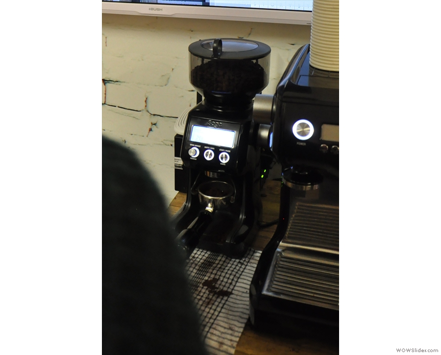 The grinder is fully automatic: once you've set it going, it will deliver a precise dose...