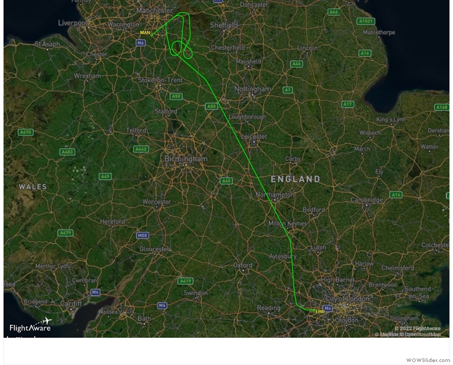 Fortunately, I have a flight track from FlightAware, so I know where we went.