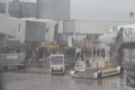 This doesn't look good. In Manchester, they make you queue on the tarmac. In the rain.
