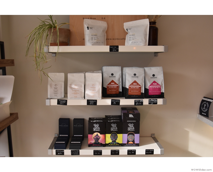 There's a variety of coffee on offer from various roasters from around the UK...