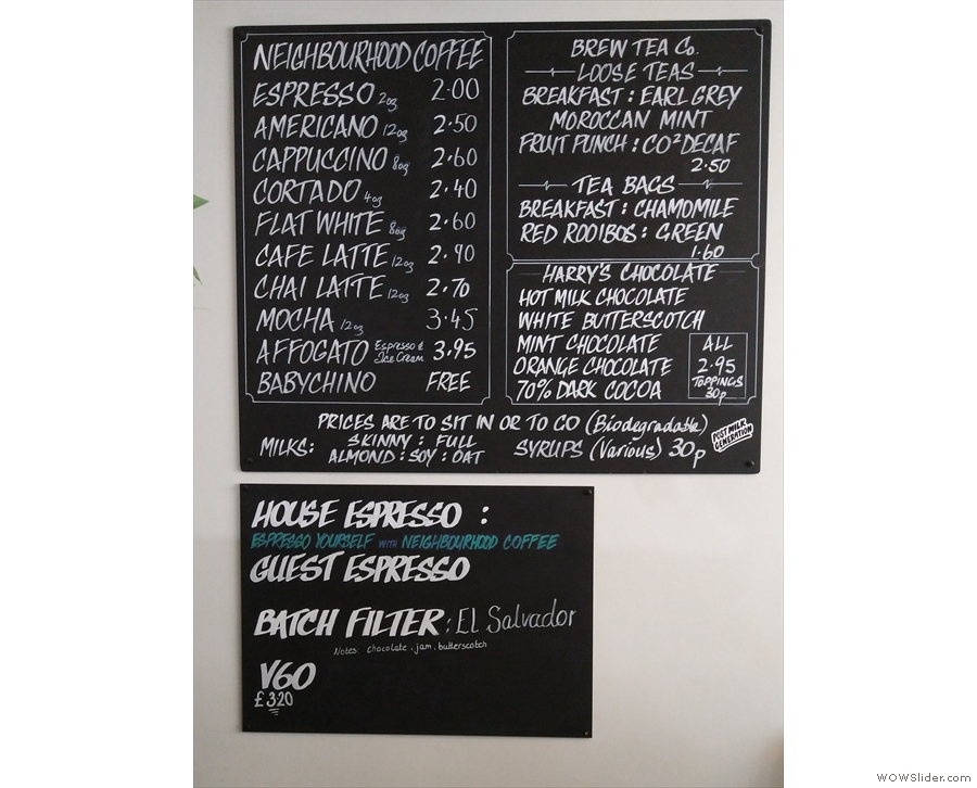 ... the 'secret' coffee menu offers batch brew and pour-over. This was in September...