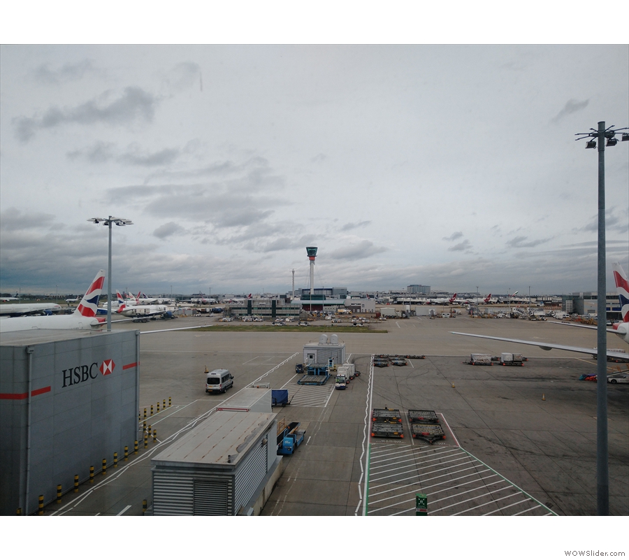 ... and enjoy the view across Heathrow to the control tower and Terminals 2 and 3. 