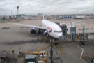 My plane, a Boeing 777-200, on the stand at Heathrow, waiting for us to board.