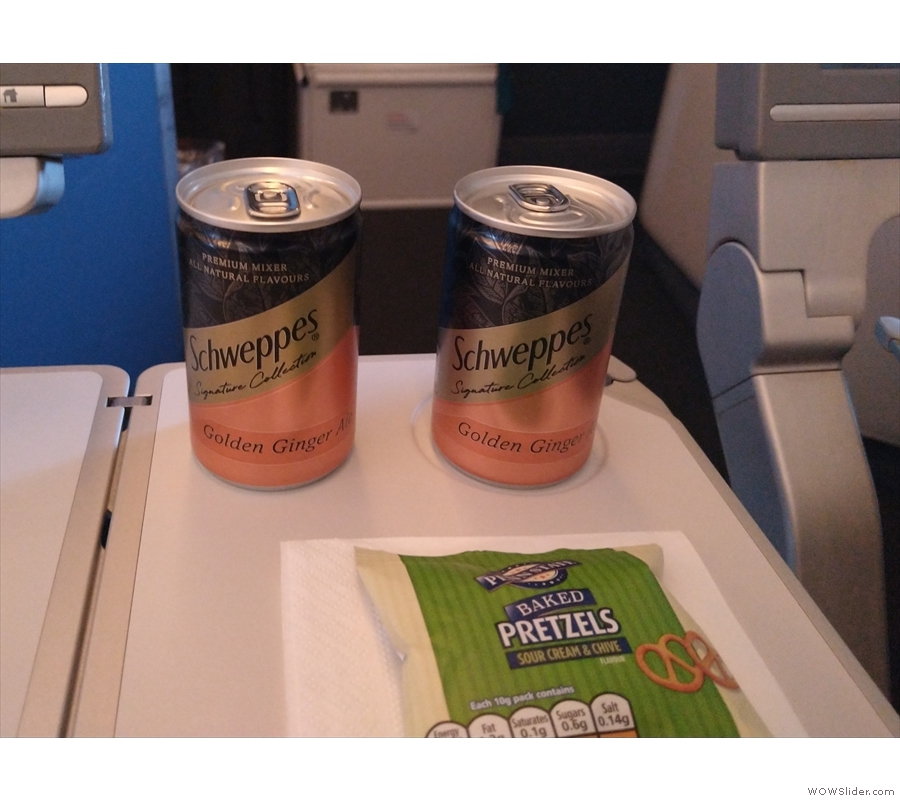 ... and the in-flight service had started with a pre-meal drink and mini-pretzels.