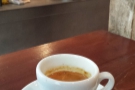 My espresso, a Brazilian Fazenda Passeio, eyes up the grinders.