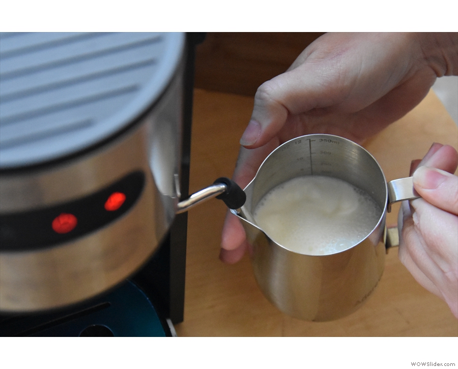 The steam serves two purposes: to add volume to the milk and to heat it up.