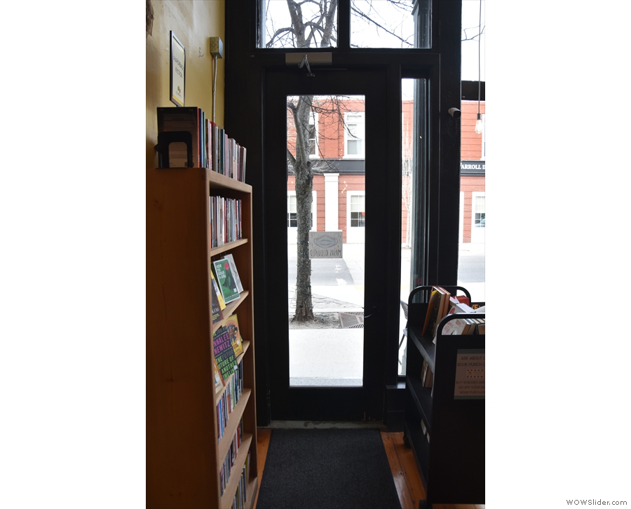 ... and the right-hand door, which it's screened from by a mobile bookshelf.