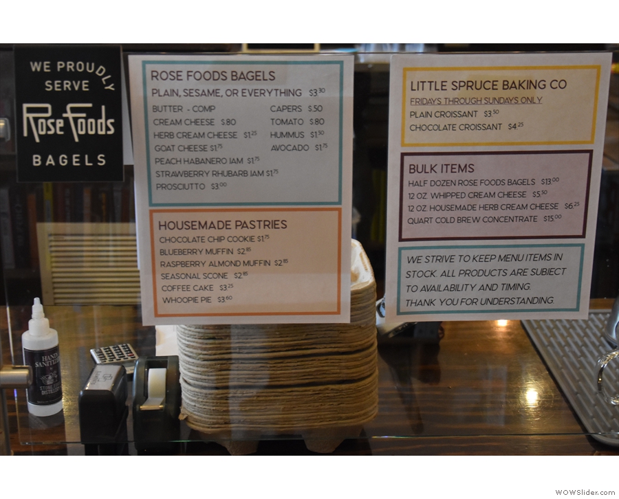 ... order down the right-hand side, where you'll find menus and notices tapped up...