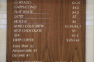 ... a concise menu, conveniently located on the wall behind the till.