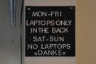Polite notice about laptops.