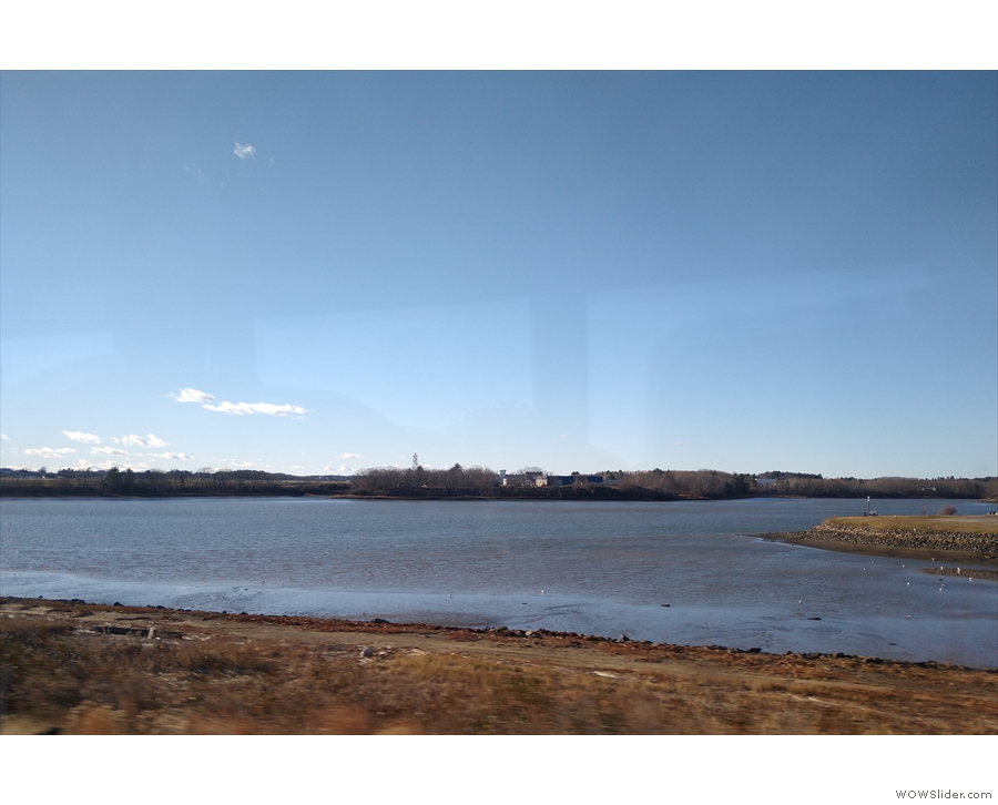 We're off, joining I-295 straight from the Transportation Center. This is the Fore River...