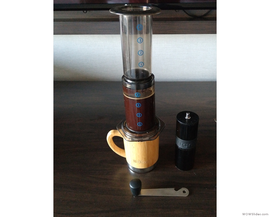 There was time for a quick cup of coffee, made with my AeroPress...