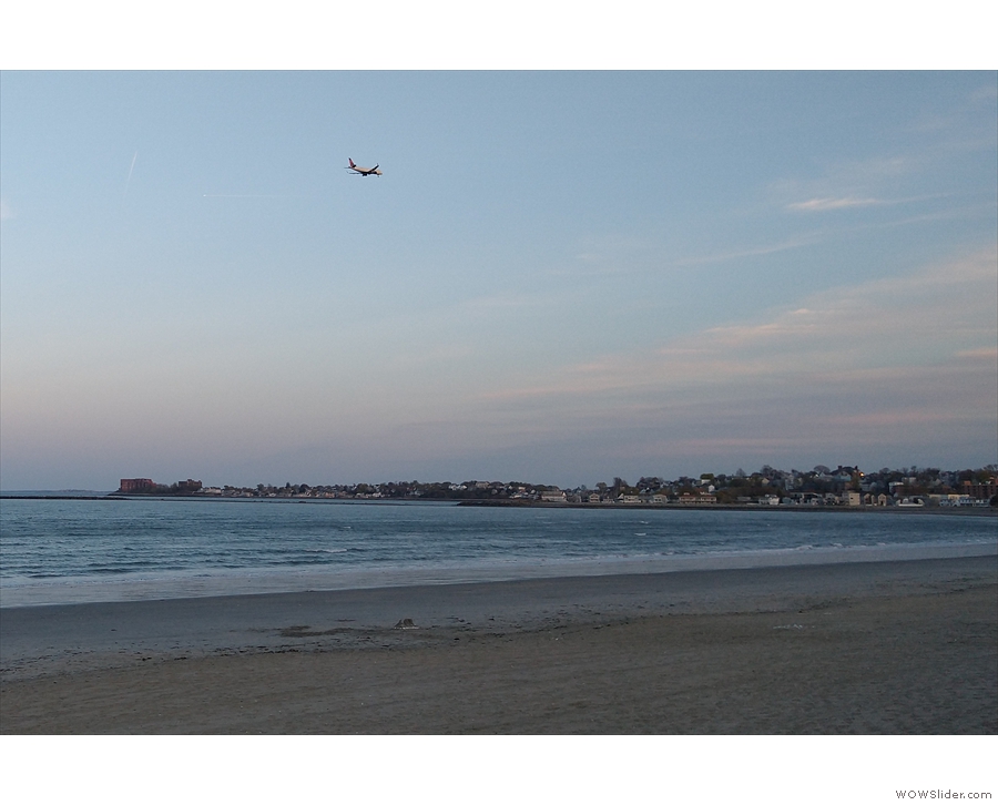 I'll leave you with a shot of a plane heading in to land at Boston Logan.