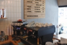 All the espresso shots are pulled on this La Marzocco Linea at the front of the counter...