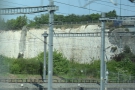 ... while the train zips under it by tunnel to emerge in the chalk pits of Dartford in Kent.