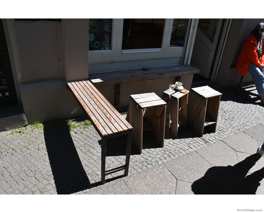 Returning to the front of Nano Kaffee, there are two of L-shaped bench arrangements.