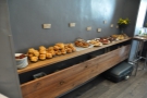 Opposite the seating is a shelf with all the pastries... Very strategically placed!