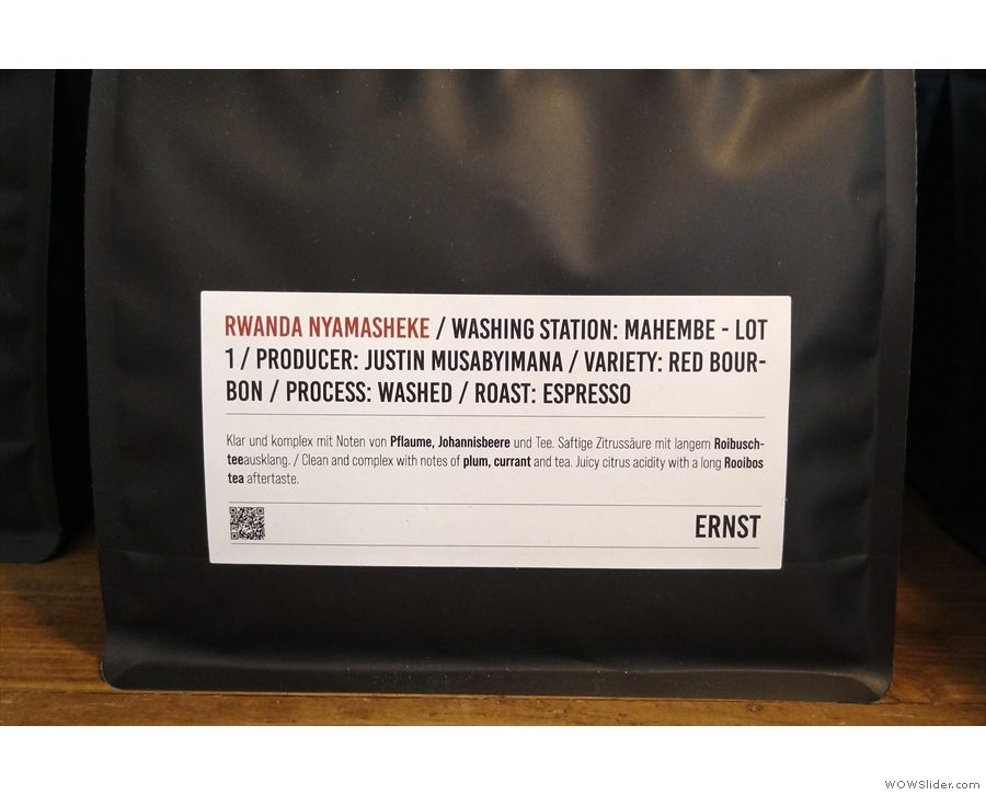 I went back to the counter to try the guest espresso, this Rwanda Nyamasheke...