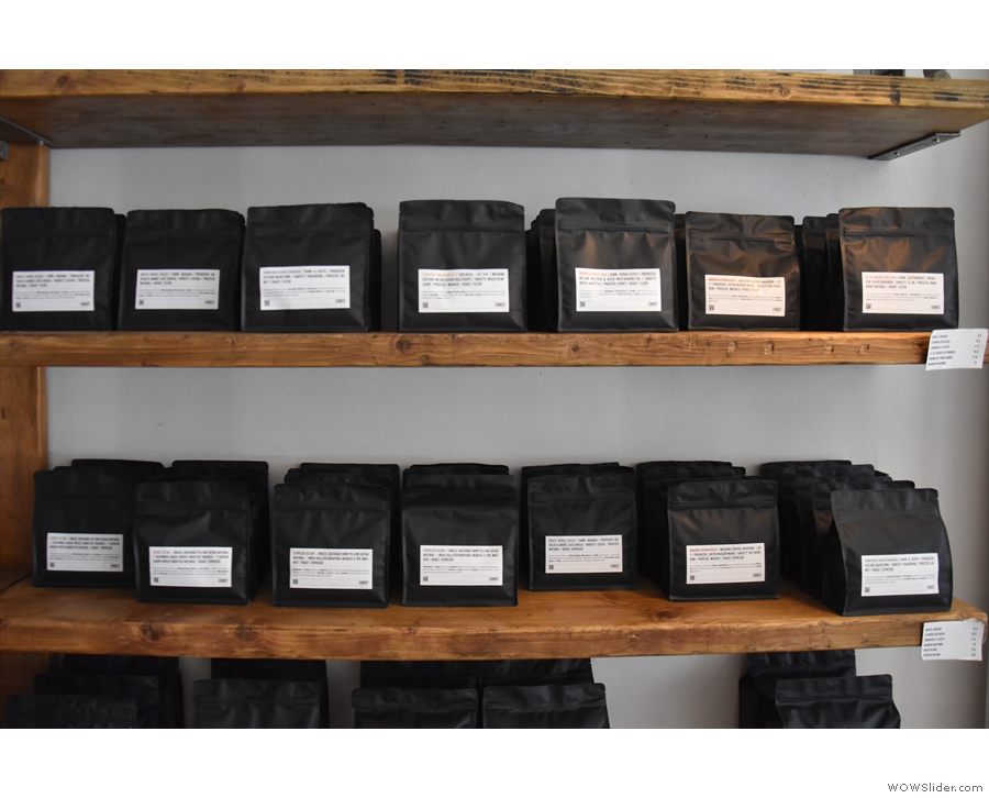 ... hold the various blends and single-origins in these distinctive black bags.