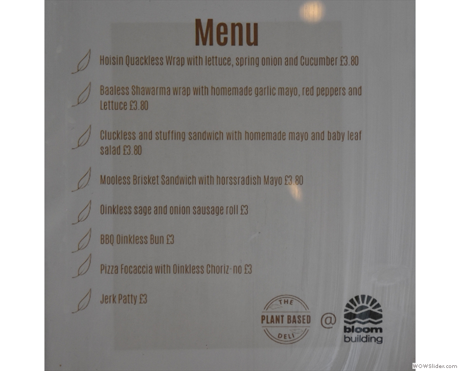 ... along with a more detailed menu.