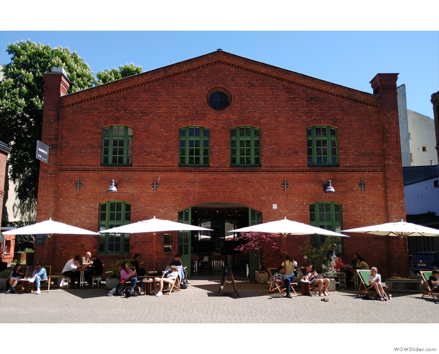 The Bonanza Coffee Roastery in a  Kreuberg courtyard on a sunny Sunday in May.