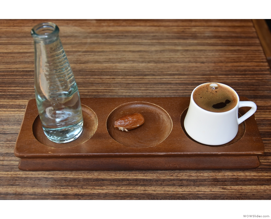 I was back on Monday to try the ibrik, the coffee served in a cup on a wooden tray...