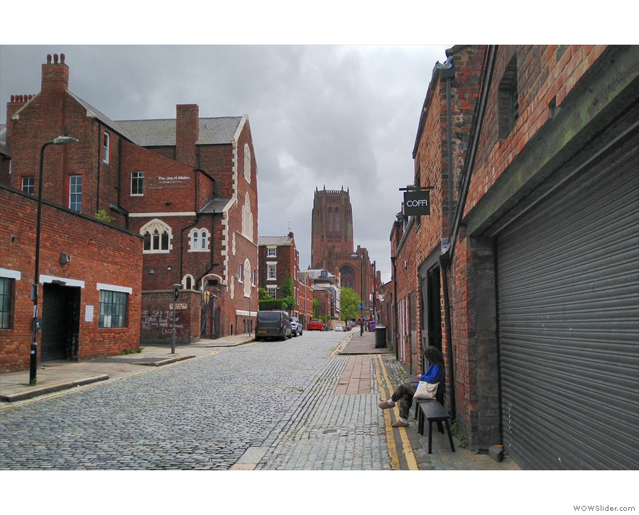 The delightful, cobbled Pilgrim Street in Liverpool, home of COFFI.
