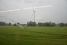 ... to allow the two halves of the train to separate. Then we're off again. Wind turbine!