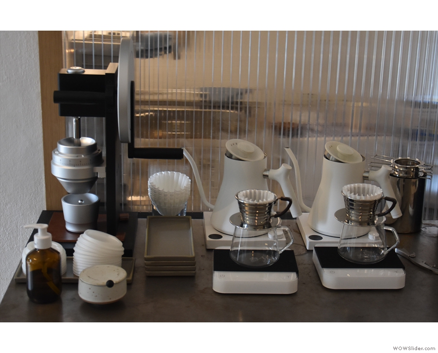 ... kitchen area. As well as the Kalita Wave filters, there are V60s. The interesting...