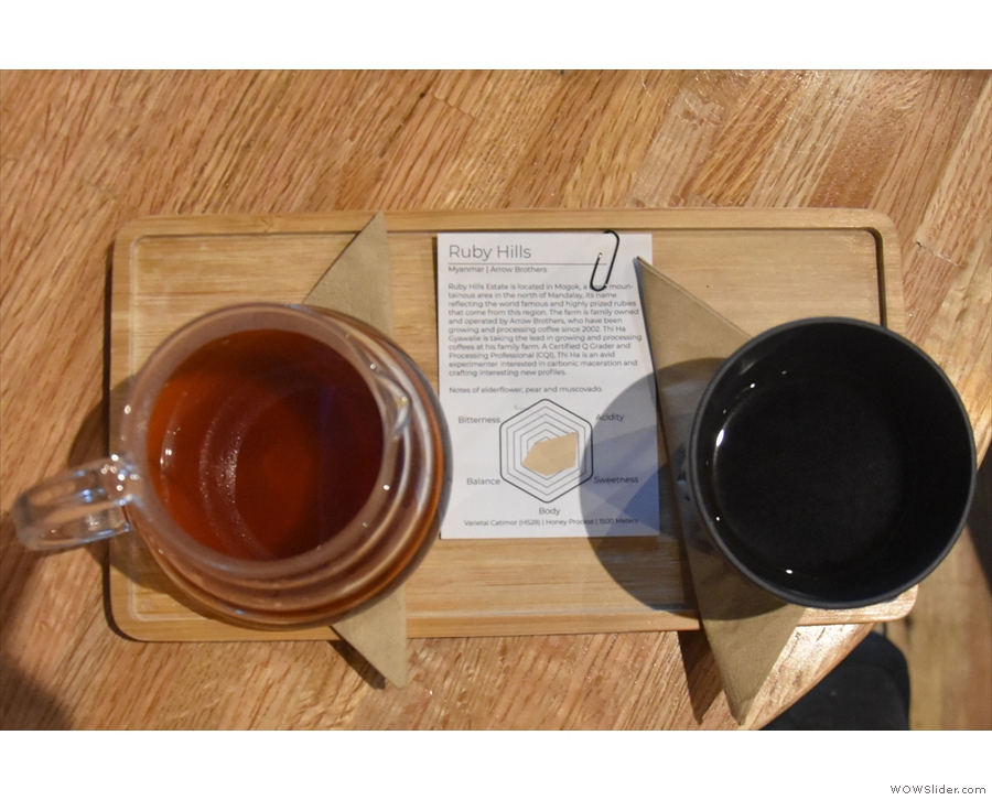 I had the Ruby Hills, a single-origin from Myanmar. You can keep the info card if you like.