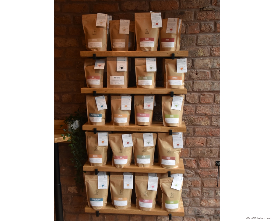 There's a wide range of coffee for sale, including blends and single-origins.