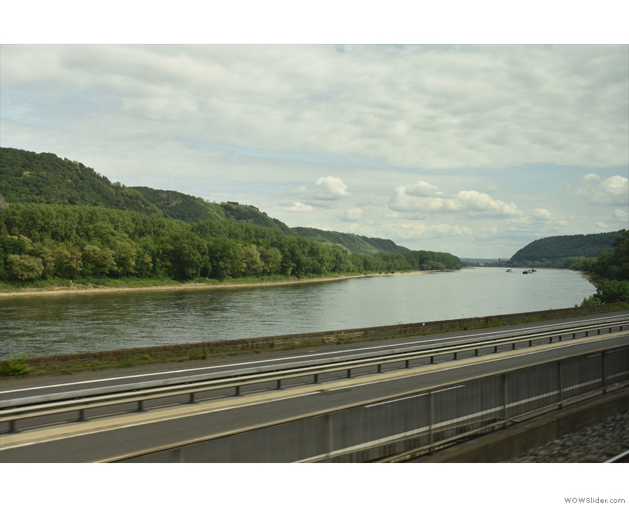 However, we're following the Rhine as it winds through the hills...